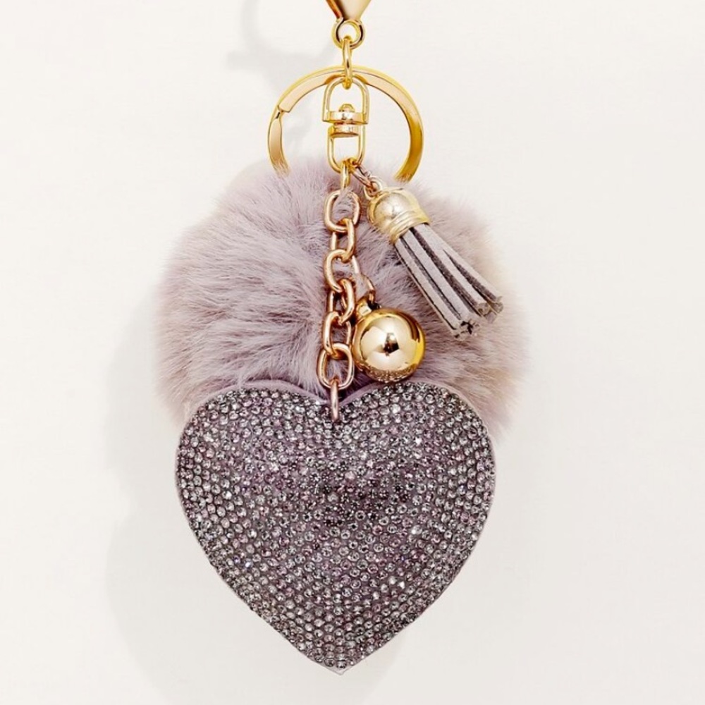 🔥 Final💲— Gray Heart Keychain purse charm